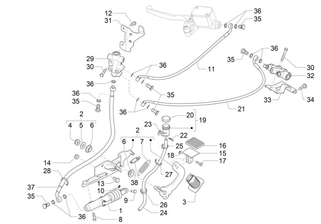Pompa freno - Pedale freno Piaggio MP3 300 ie Euro 4 LT Business
