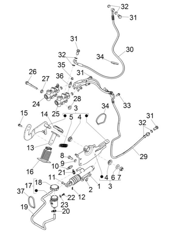 Pompa Freno - Pedale Freno Piaggio MP3 300 HPE/300 HPE Sport ABS Euro 5 2020-2022