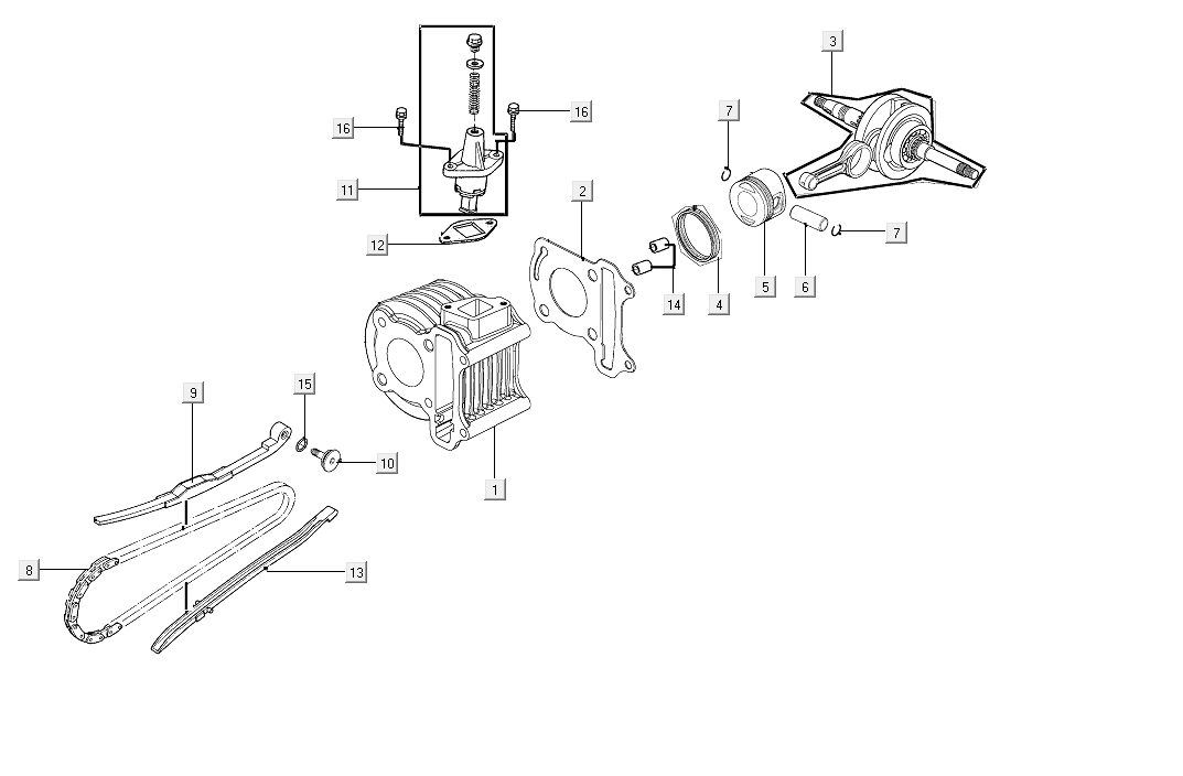 Cilindro - Albero motore Kymco People S 50i Euro 4 Blue