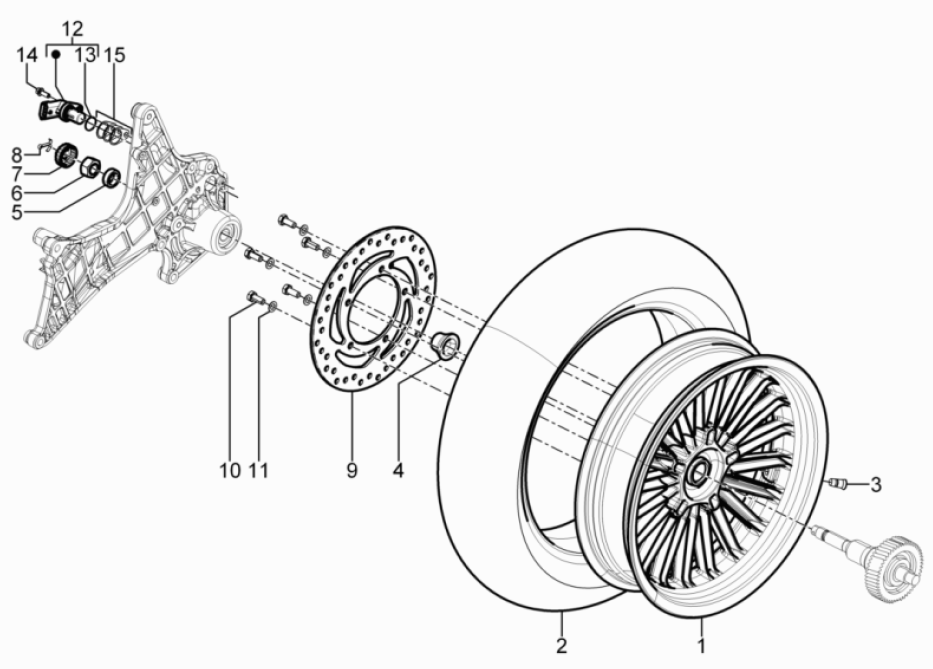 Ruota posteriore - Disco Freno Piaggio Beverly 125 RST 4V Euro 3 2010-2015