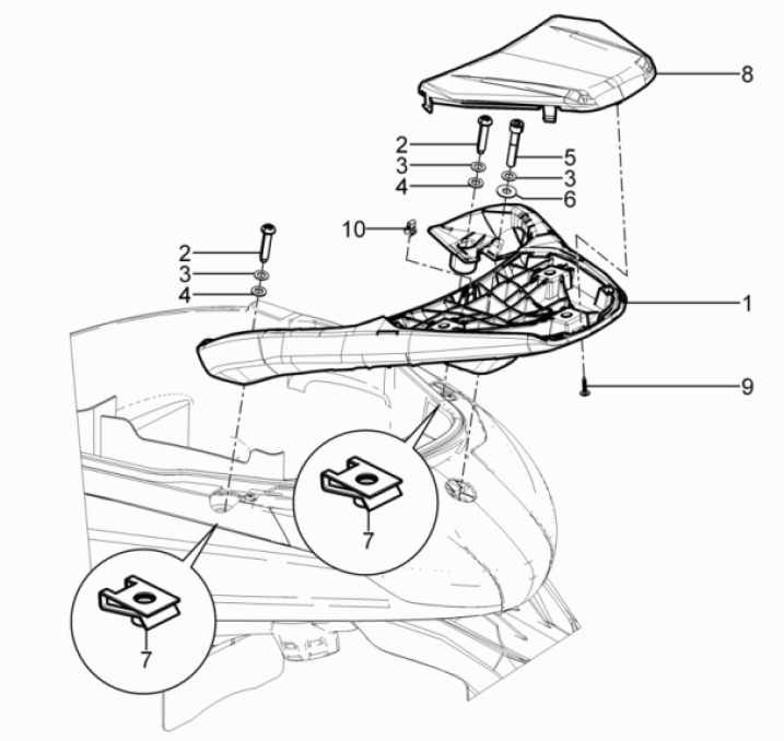 Portapacchi Posteriore Piaggio Beverly 125 RST 4V Euro 3 2010-2015