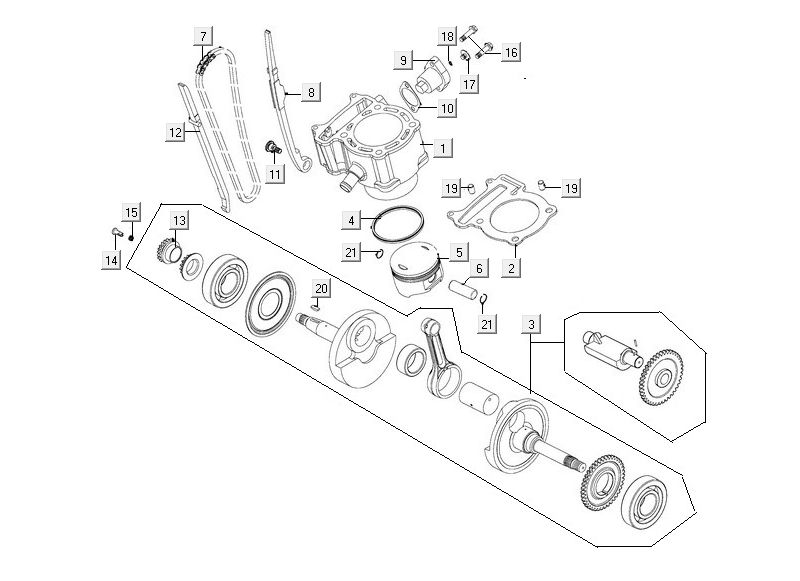 Albero motore - cilindro - pistone - catena di distribuzione Kymco MXU 300R