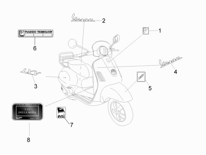Stemmi - Adesivi Vespa LXV 4 tempi 2V 25km/h
