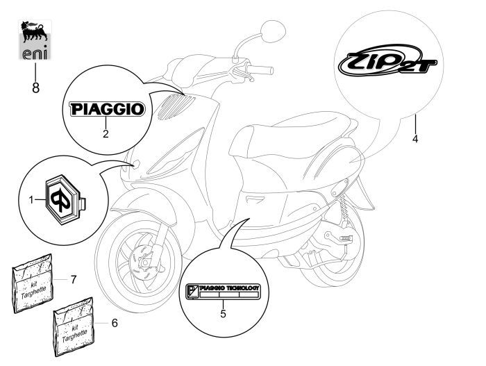 Stemmi - Adesivi Piaggio Zip 2000 2 tempi AC
