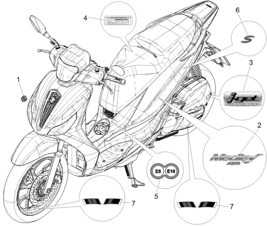 Stemmi - Adesivi - Logo Piaggio Medley 125 ABS Euro 5 2021-2022