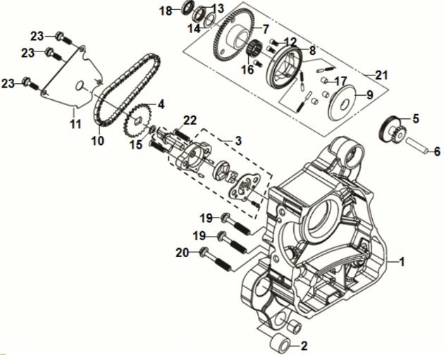 R. crank case-oil pump assy Sym Fiddle IV 125i LC ABS E5 2020-2021
