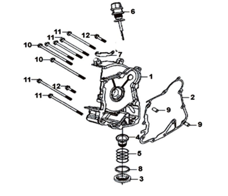 R. crank case cover Sym Orbit II 125i E4