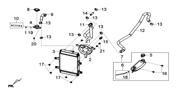 Radiatore/tubi Sym Joymax 300I ABS E3 2014-2016