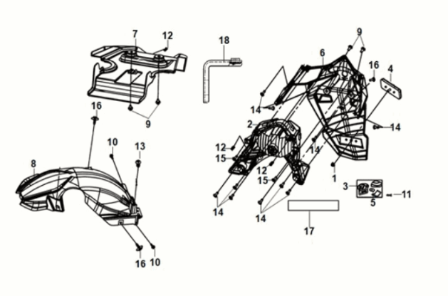 Parafango posteriore - parafango posteriore interno Sym Orbit III 50 E5