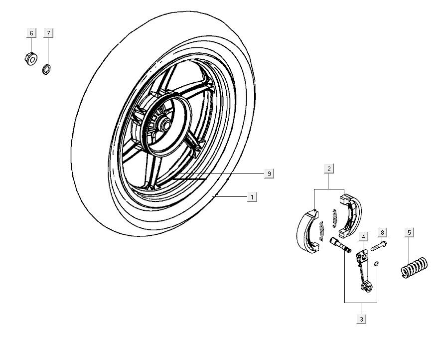 Rear wheel Kymco Super8 R E5