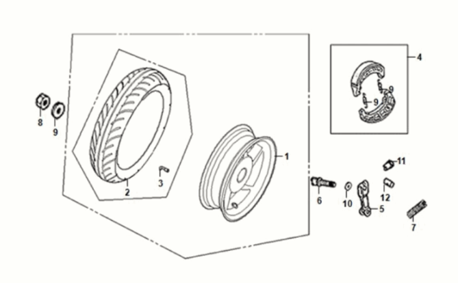 Ruota posteriore Sym Orbit III 50 E5