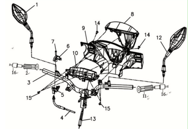 Faro KPL. Sym Symphony ST 125I E4 nero/rosso (BK-001C/R-010CA)
