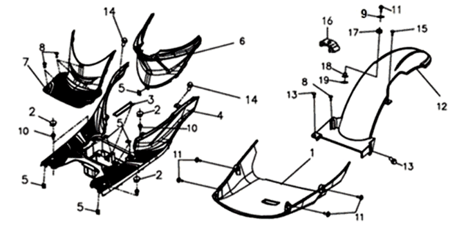 Piedino/copertura telaio Sym Symphony ST 125I E4 Nero/Rosso (BK-001C/R-010CA)