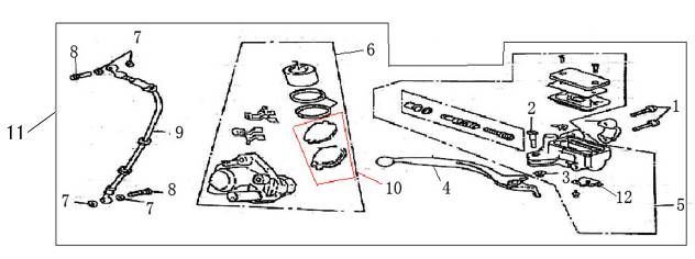 Cilindro del freno - Leva del freno - Tubo del freno - Pinza - Pastiglie freno AGM GT blu