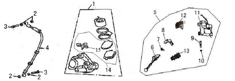 Cilindro del freno - Leva del freno - Tubo del freno - Pinza - Pastiglie freno AGM LX bianche