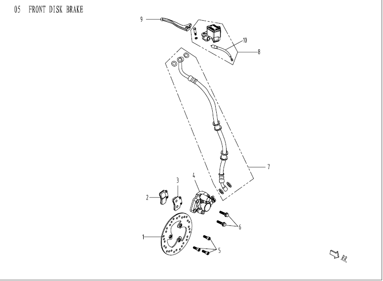 Cilindro del freno - Leva del freno - Tubo del freno - Pinza - Pastiglie dei freni verdi China Venom