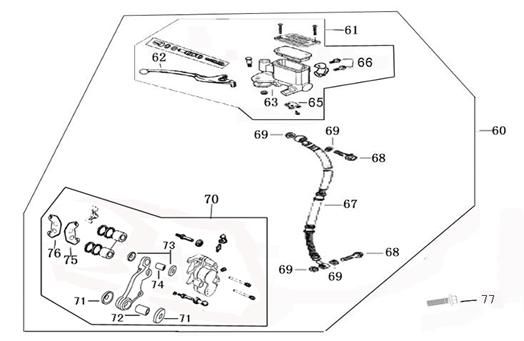 Cilindro del freno - Leva del freno - Tubo del freno - Pinza - Pastiglie freno Edwards Tomorrow Legend marroni