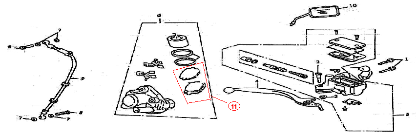 Cilindro del freno - Leva del freno - Tubo del freno - Pinza - Pastiglie freno Killerbee Custom 125