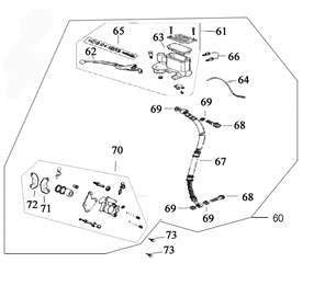 Cilindro del freno - Leva del freno - Tubo del freno - Pinza - Pastiglie freno Rover Fun blu