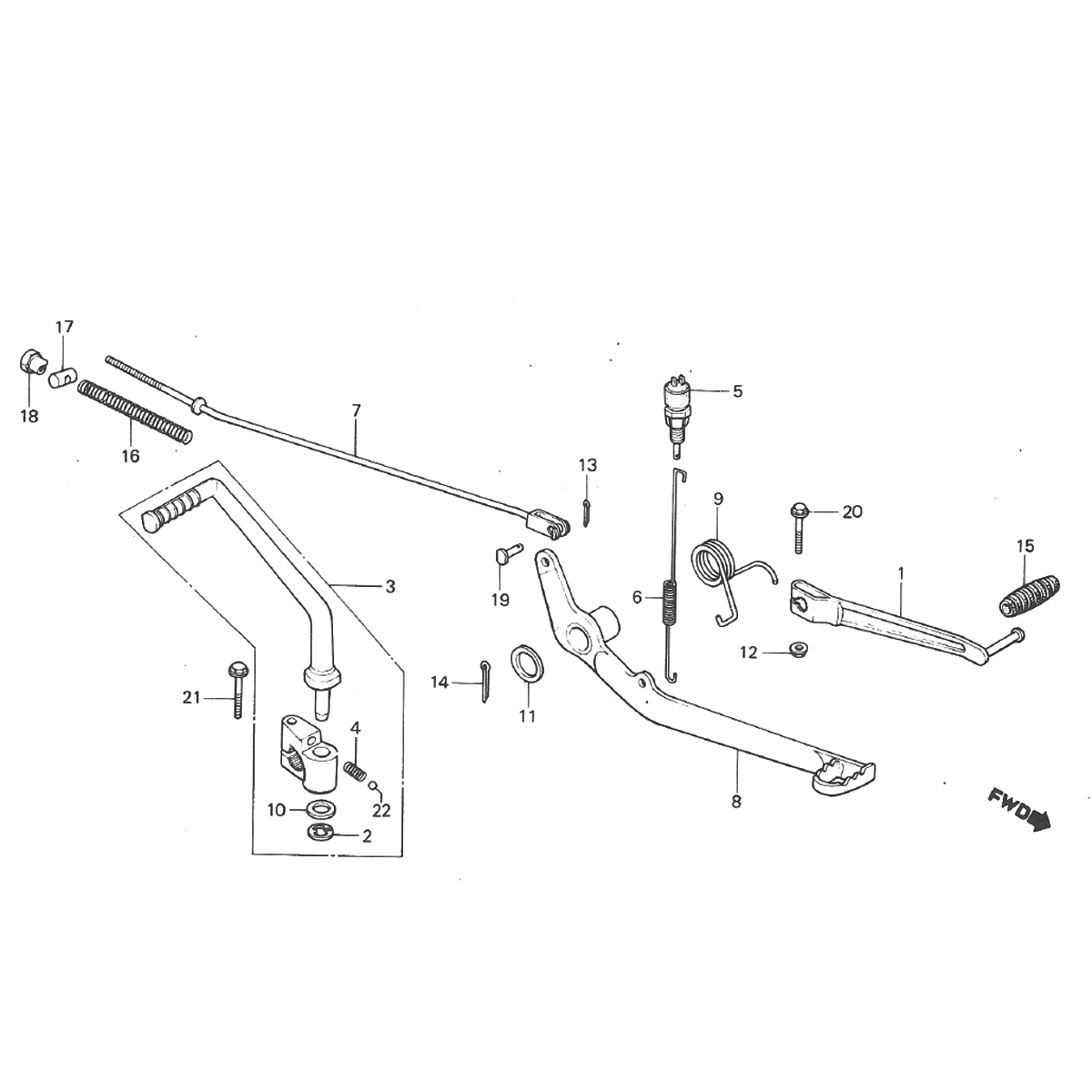 Pedale freno - Pedale cambio - Pedale kickstart Honda MT50