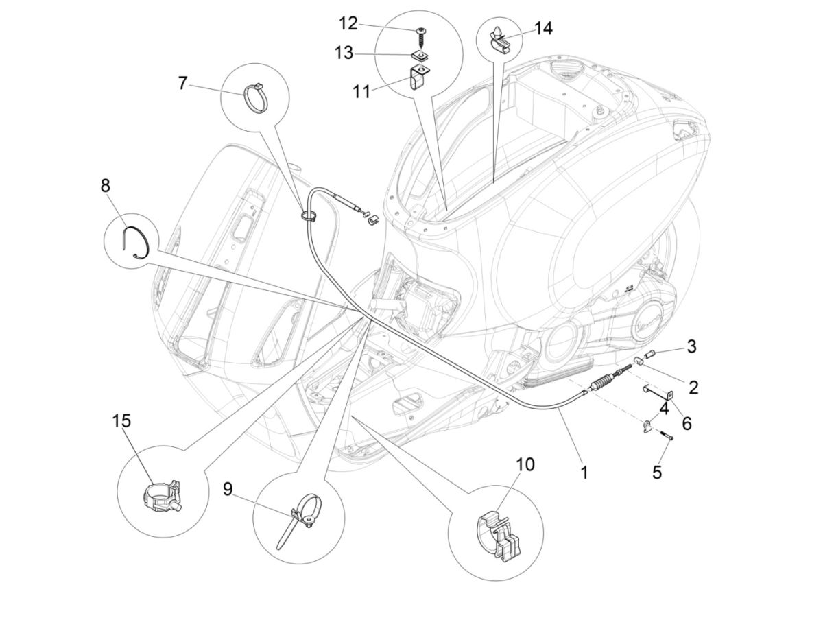 Cavo freno posteriore Vespa Sprint 125 3V IE ABS Euro 5 2021
