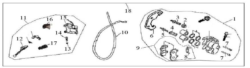 Pinza freno - Tubo freno - Pastiglie freno AGM GT nere