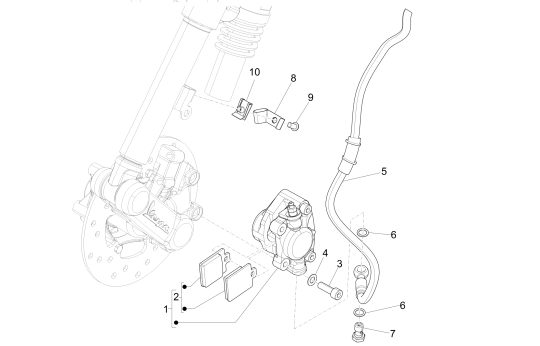 Pinza freno - Pastiglie freno - Tubo freno Vespa Primavera 50 4 tempi IGET 3V Euro 4