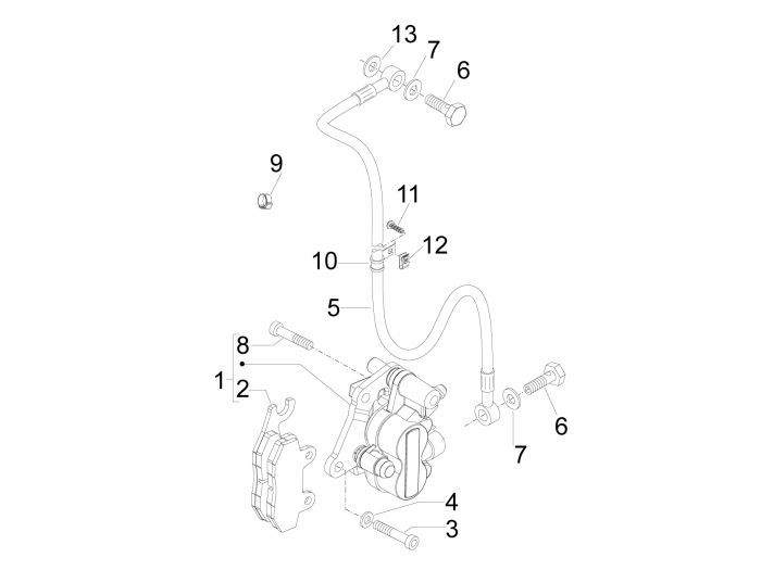 Pinza freno - Tubo freno - Pastiglie freno Piaggio New Fly 4 tempi 2V