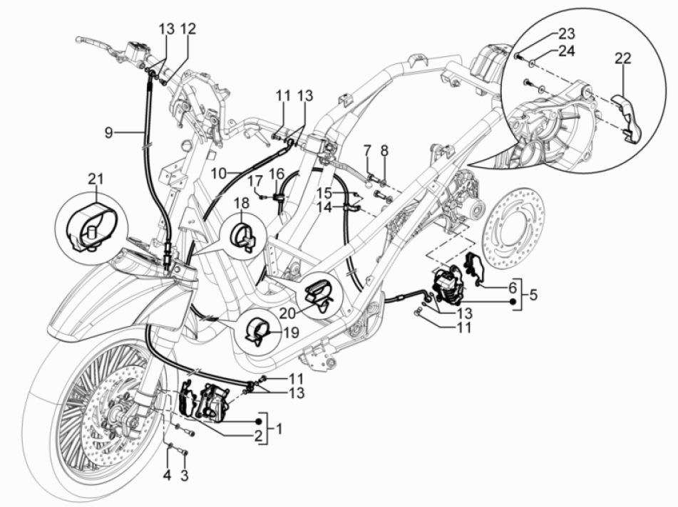 Pinza Freno - Pastiglie Freno - Tubo Freno Piaggio Beverly 125 RST 4V Euro 3 2010-2015