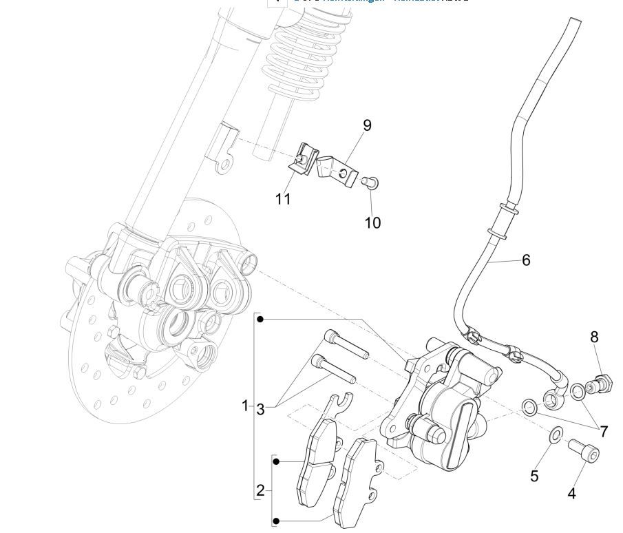 Pinza freno - Pastiglie freno - Tubo freno Vespa Sprint 125 3V IE ABS