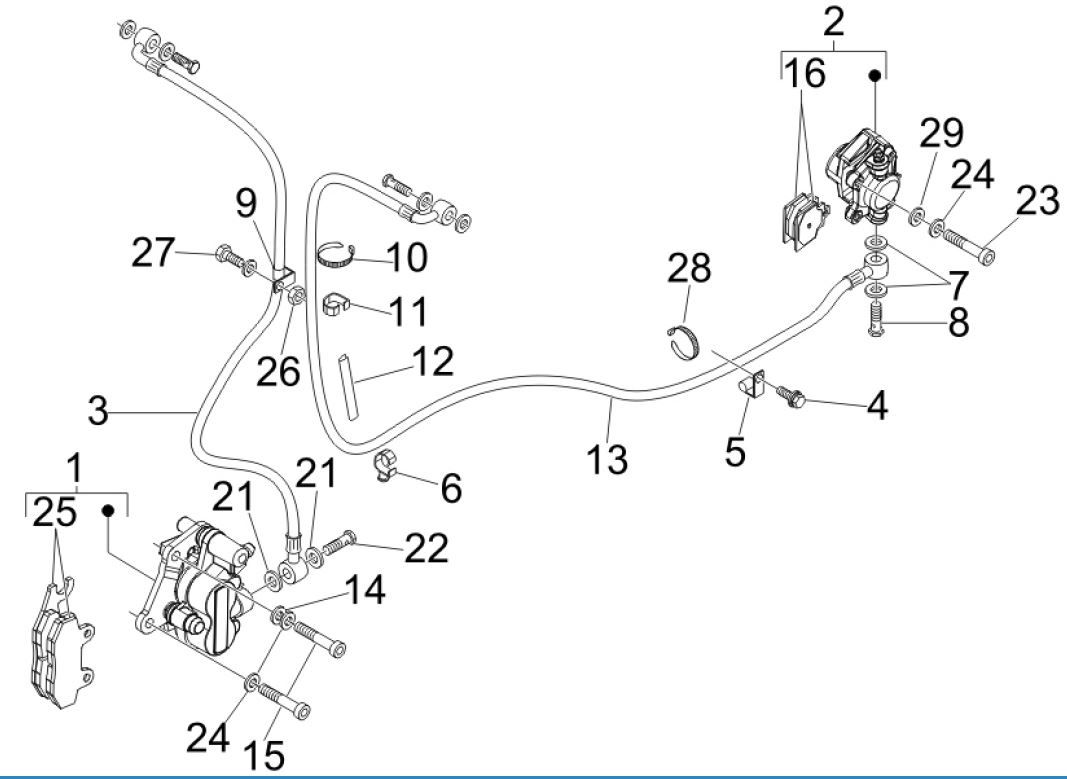 Pinza freno - Pastiglie freno - Tubo freno Vespa GTV 250 IE 4V
