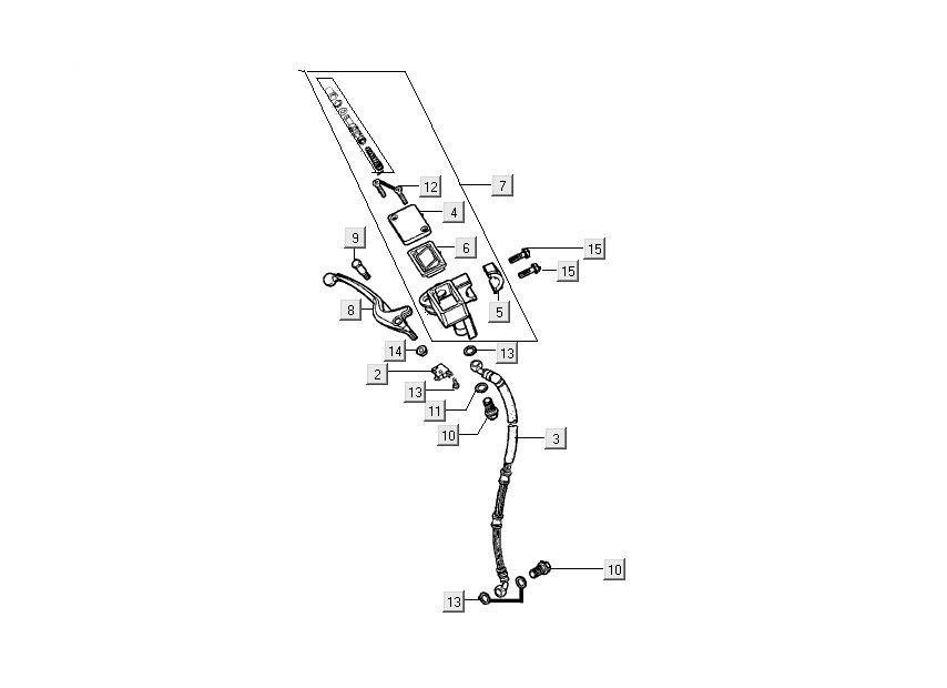 Cilindro del freno - Leva del freno - Tubo del freno Kymco People S 50 4 tempi nero opaco