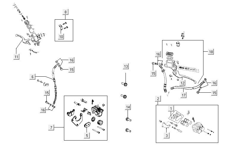 Cilindro del freno - Pinza - Pastiglie freno - Brake Line Agility CITY 16 150