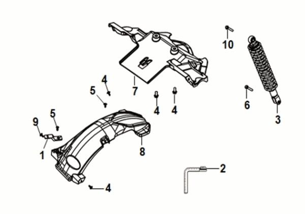 Parafango posteriore - Ammortizzatore Sym Fiddle IV 50 Euro 5