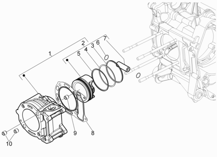 Cilindro - Pistone Piaggio Beverly 125 RST 4V Euro 3 2010-2015