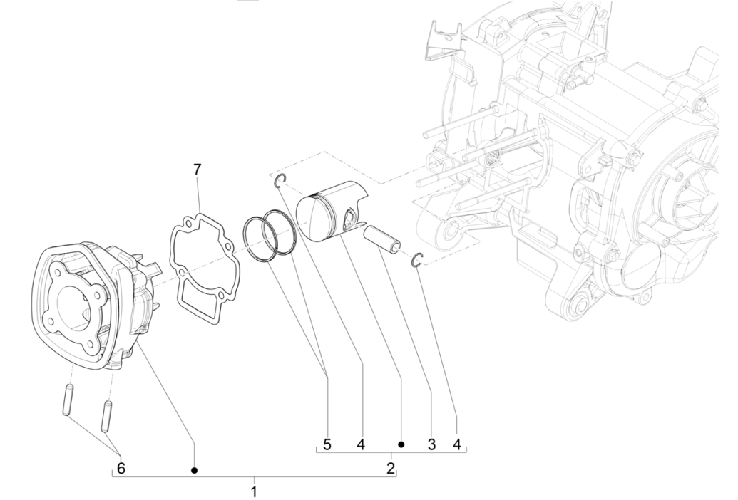 Cilindro - Pistone Piaggio NRG Power 50 2 tempi LC Euro 4