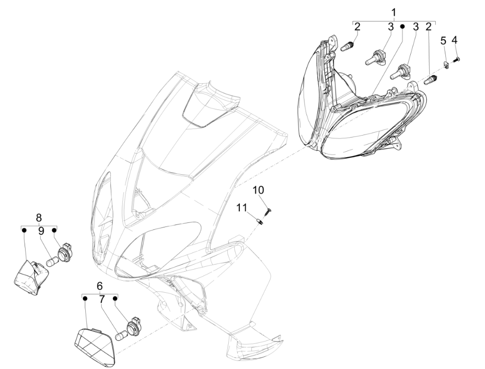 Faro anteriore - Indicatori anteriori Piaggio NRG Power 50 2 tempi LC Euro 4