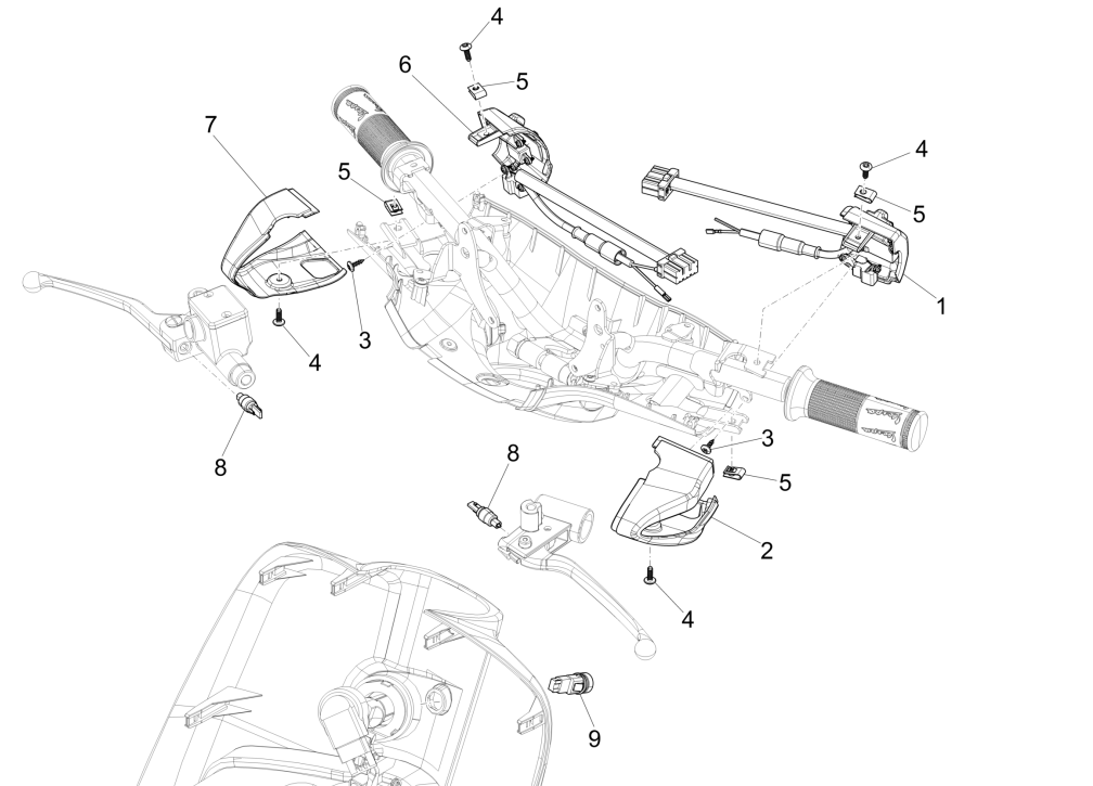 Interruttori - Pulsanti Vespa Sprint 150 3V IE ABS Euro 3 2015