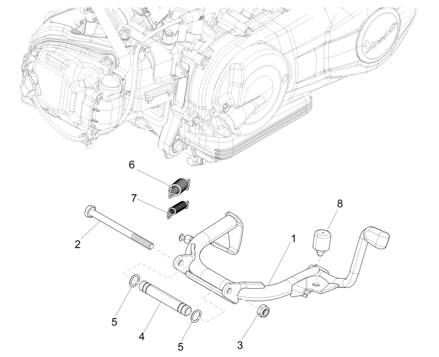 Cavalletto centrale Vespa Sprint 150 3V IE ABS Euro 3 2015