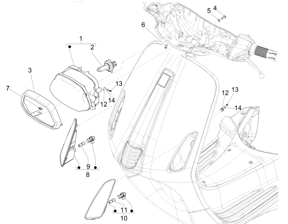 Faro anteriore - Indicatori anteriori Vespa Sprint 150 3V IE ABS Euro 3 2015