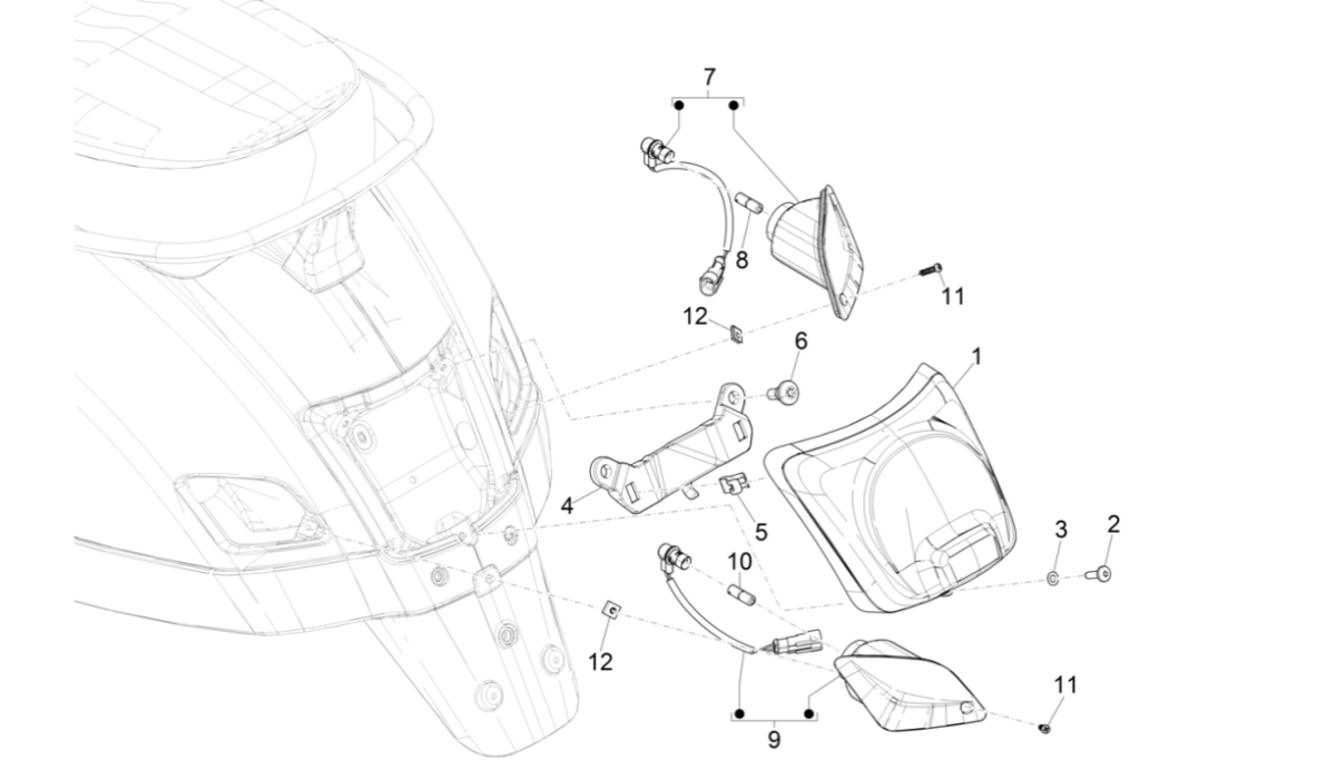 Luce posteriore - Indicatori posteriori Vespa GTS 300 Super HPE 4V IE ABS Euro 5 2020-2022