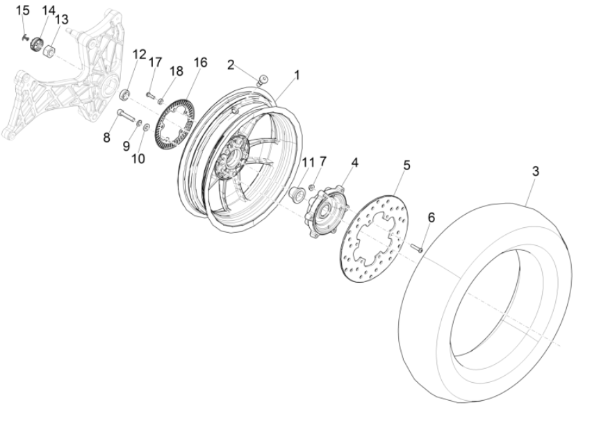 Ruota Posteriore - Disco Freno Vespa GTS 300 Super HPE 4V IE ABS Euro 5 2020-2022