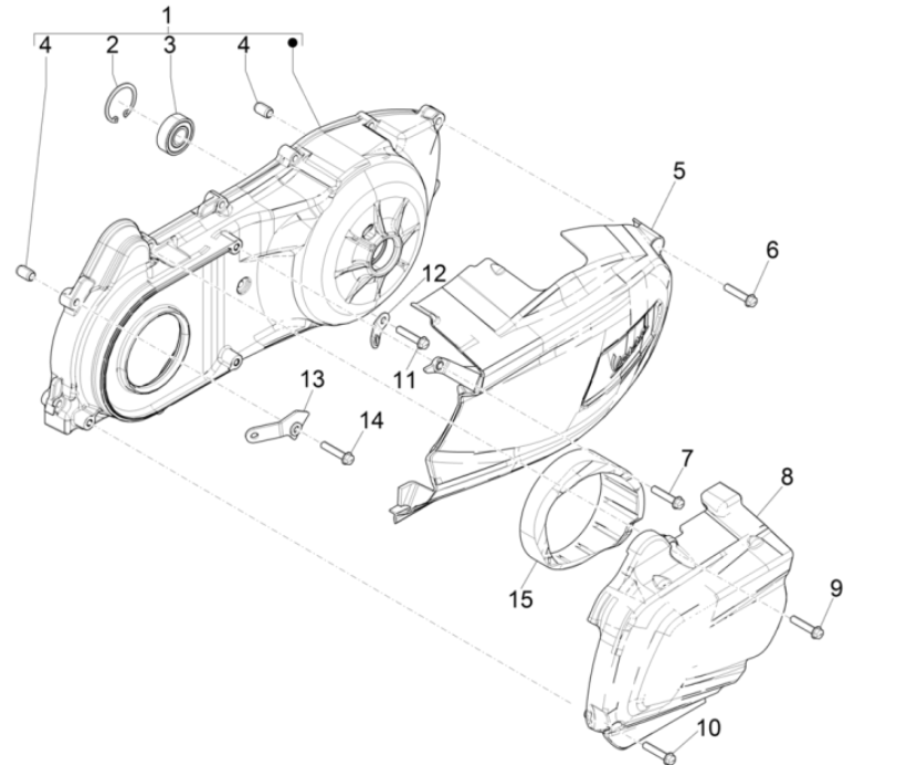Coperchio carter Vespa GTS 300 Super HPE 4V IE ABS Euro 5 2020-2022