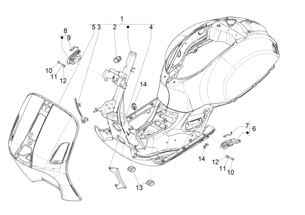 Telaio Vespa GTS 300 Super HPE 4V IE ABS Euro 5 2020-2022