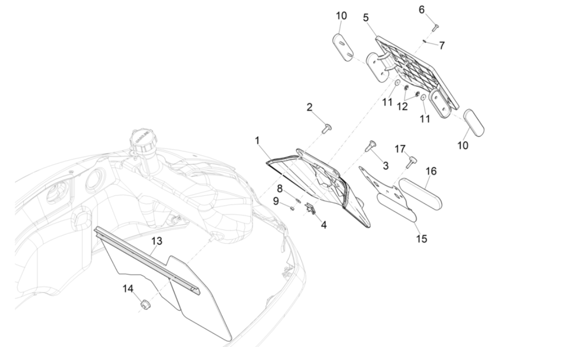 Parafango posteriore Vespa GTS 300 Super HPE 4V IE ABS Euro 5 2020-2022