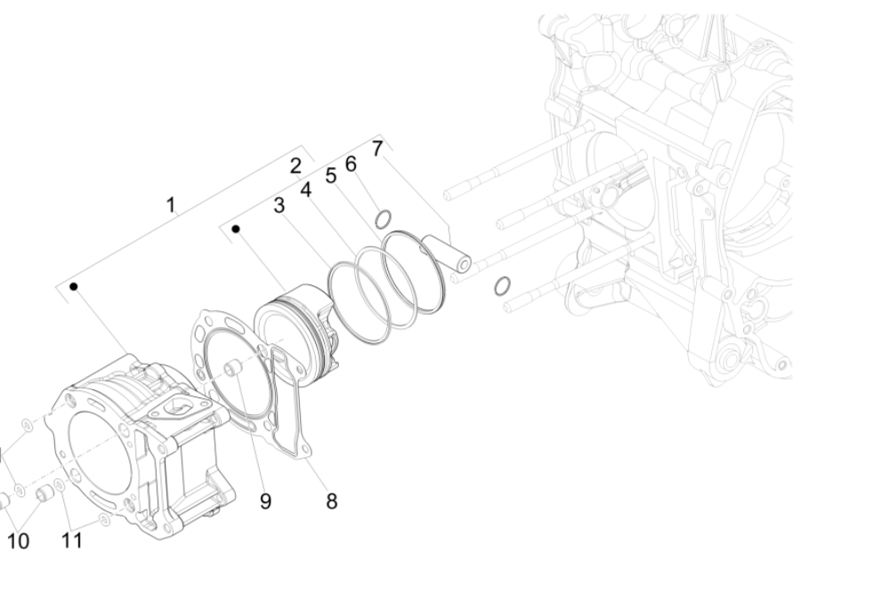 Cilindro - Pistone Vespa GTS 300 Super HPE 4V IE ABS Euro 5 2020-2022
