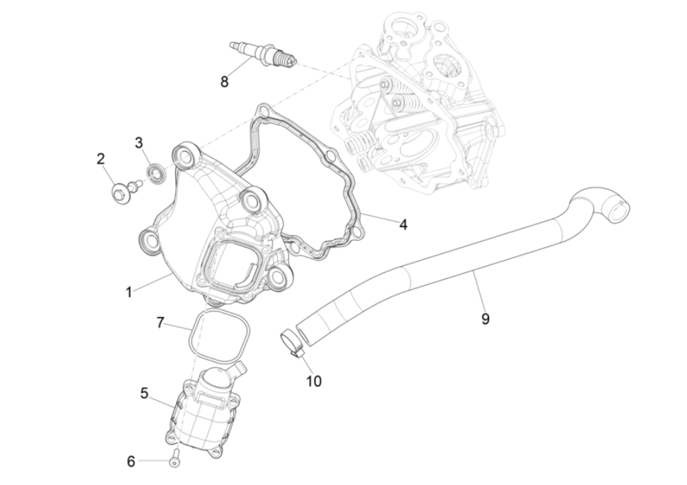 Coperchio valvole - Candela Vespa GTS 300 Super HPE 4V IE ABS Euro 5 2020-2022