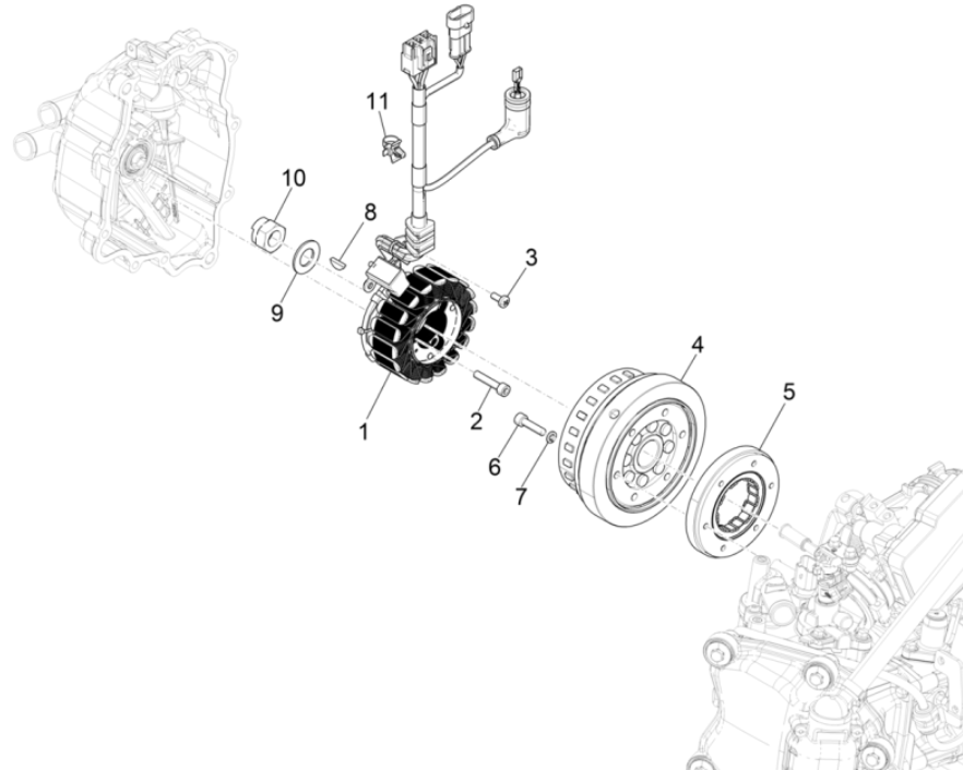 Accensione - Statore - Volano Vespa GTS 300 Super HPE 4V IE ABS Euro 5 2020-2022