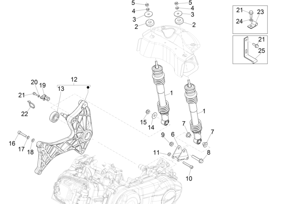 Ammortizzatore Vespa GTS 300 Super HPE 4V IE ABS Euro 5 2020-2022