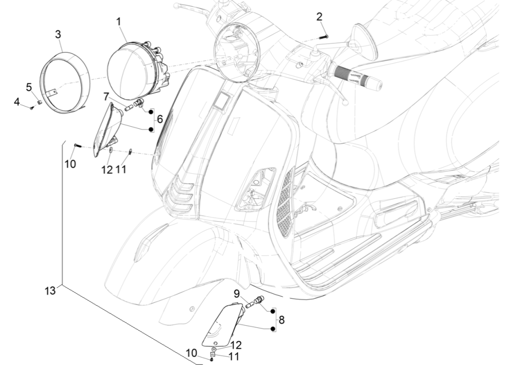 Faro anteriore - Indicatori anteriori Vespa GTS 300 Super HPE 4V IE ABS Euro 5 2020-2022
